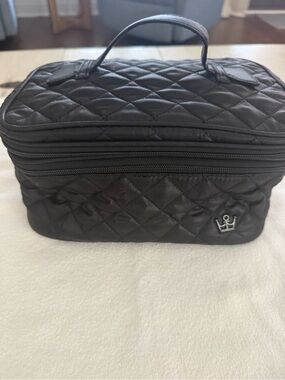 Oliver Thomas Quilted Black Cosmetic Train Case